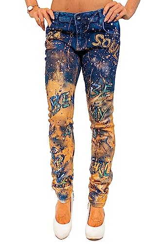 Cipo & Baxx Damen Jeans WD440-bans Orange W30/L32