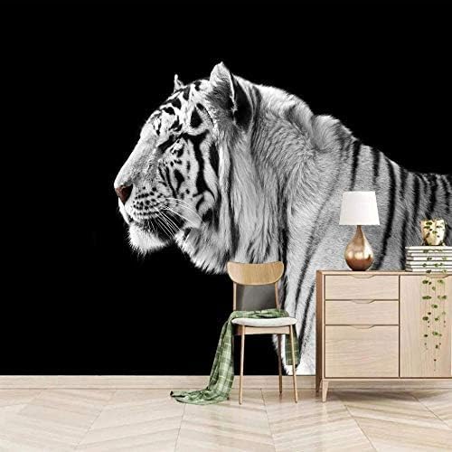 XLMING Schwarzer Und Weißer Tiger Dekoration 3D Tapeten Home Esszimmer Sofa Schlafzimmer Wohnzimmer TV Hintergrund-300cm×210cm