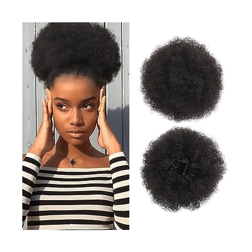 Haarknoten Afro Puff Kordelzug-Pferdeschwanz for Frauen, 8/10 Zoll synthetische Afro-Kinky-Curly-Haarknoten-Verlängerungs-Haarteile, Clip-in-Kordelzug-Pferdeschwanz-Haarteile Haarschmuck Damen (Color