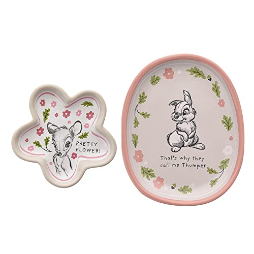 Happy Homewares Disney Forest Friends Bambi und Klopfer Set mit 2 Keramik-Schmuckschalen, perfekt für einen Fan von klassischem Disney, offizielles Lizenzprodukt