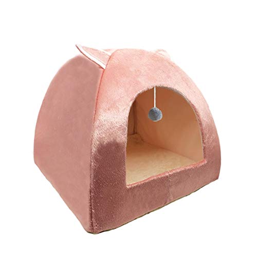 Katzenbett für tiefen Schlafkomfort im Winter, Kissenkorb geeignet für Katzenhausprodukte, Haustierzelt, bequemes Höhlenbett, Indoor-S-Fitfor1-2kgpet DarkPink