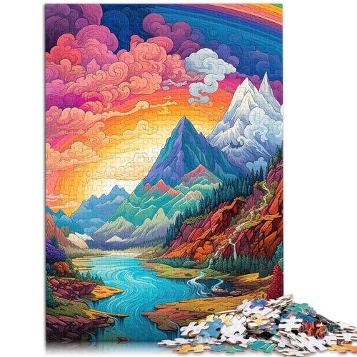 Puzzles Geschenke Spielzeug Bunte Fantasieberge Puzzles für Erwachsene 1000-teiliges Holzpuzzle Weihnachtswunschliste mit Weihnachtsmann 1000 Teile (50 x 75 cm)