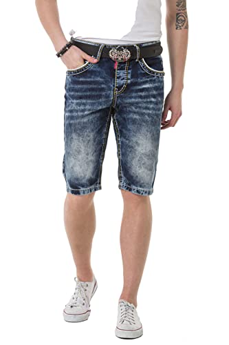 Cipo & Baxx Herren Shorts Kurze Hose Bermuda Denim Jeanshose Freizeitshorts CK268 Blau W30