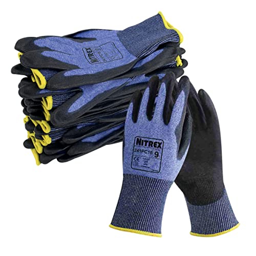 NITREX Unigloves 241PC18-10 Paar – Handschuhe mit PU-Handflächenbeschichtung und ultraleichtem, schnittfestem Futter, in blau/schwarz