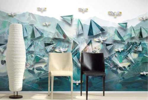 Kubische Geometrie Vögel 3D Tapete Poster Restaurant Schlafzimmer Wohnzimmer Sofa TV Dekorative Wand-250cm×170cm