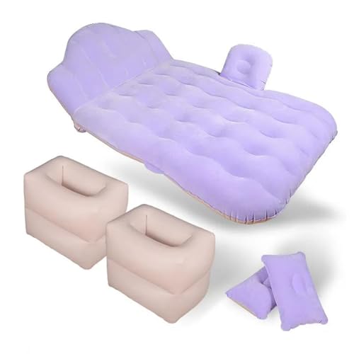 GLILAR Auto Luftmatratze Auto Reisebett Luftmatratze Aufblasbares Bett Autozubehör Auto Heckreihe Camping Schlafsofa SUV Luftbett Tragbare Isomatte(Purple)