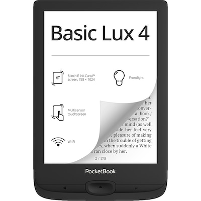 Pocketbook e-Book Reader 'Basic Lux 4' (deutsche Version) 8 GB Speicher, 15,2 cm (6 Zoll) E-Ink Carta Display - Schwarz