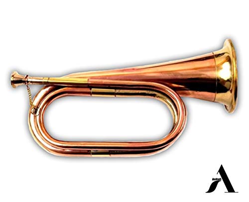 AnNafi Signalhorn aus massivem Kupfer und Messing, US-Militär-Kavallerie, Musikinstrument, klassischer Stil, Pfadfinderhupe, Armee, Militär, Angriffskrieg, Kommando-Signalhorn