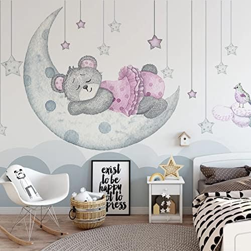 XLMING Handgemalte Cartoon-Mondsterne Kinderzimmer 3D Tapete Home Dekoration Wohnzimmer Sofa Schlafzimmer Tv Hintergrund Wand-200cm×140cm