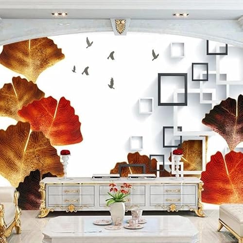 Frischer Ginkgo Biloba Abstrakte Geometrie 3D Tapeten Wanddekoration Fototapete Sofas Wohnzimmer Wandbild Schlafzimmer-400cm×280cm