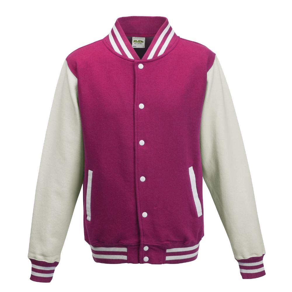 Just Hoods College Jacke 'Varsity Jacket, Hot Pink/Weiß, XXL