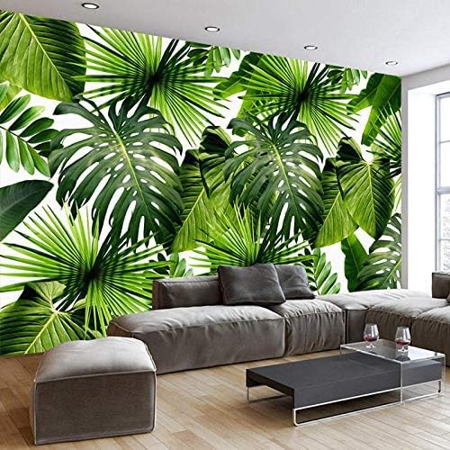 XLMING Regenwald Regentropfen-Banane Küche Esszimmer Arbeitszimmer Wohnzimmer TV Hintergrund Wand 3D Tapete-350cm×256cm