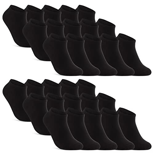 10 | 20 | 30 Paar Sneaker Socken Herren Damen Schwarz Weiß Grau Baumwolle - 16900 (30x Schwarz, 43-46)