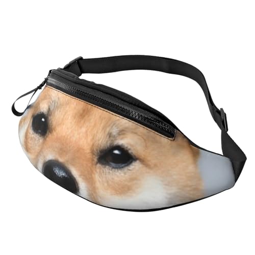 HSJFS Modische Hüfttasche mit niedlichem Schweinchen-Aufdruck, verstellbarer Gürtel, lässige Brusttasche, Smiling Shiba Inu, Einheitsgröße