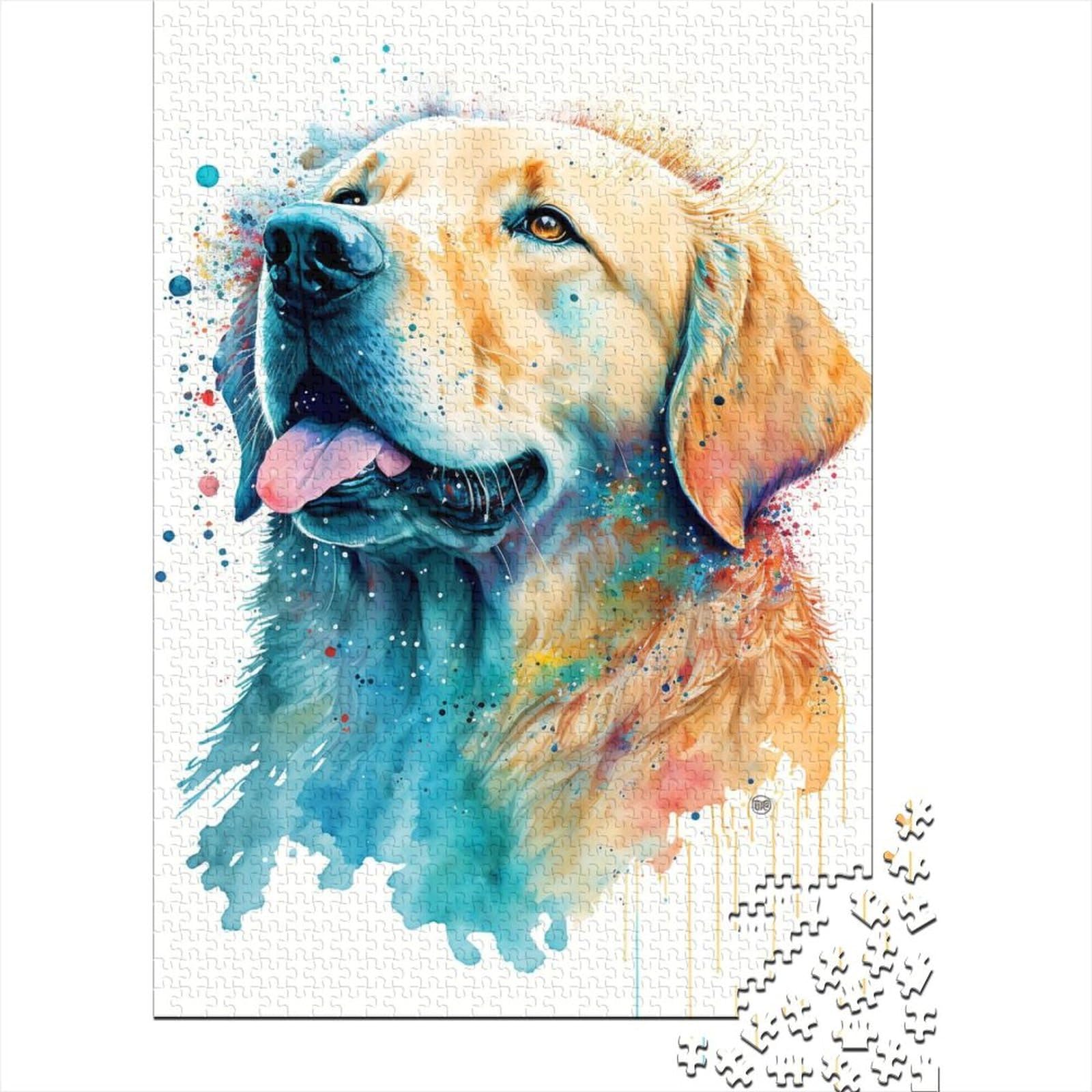 Golden Retriever Holzpuzzle für Teenager Geschenke Kunstpuzzle für Erwachsene 500 Teile ganze Familie und die 52x38cm