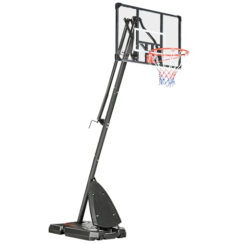 SPORTNOW Basketballkorb mit Ständer Höhenverstellbarer Basketballständer, Rollen, 293-350 cm Basketball-Backboard Ständer, Basketballanlage für Kinder und Erwachsene, Stahl