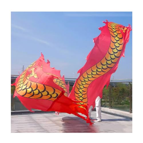 GETSTREE Drachenbänder, Tanzbänder, Dance Dragon Ribbon Streamer Outdoor Flinging Fitness-Set, mit 3D-Drachenkopf, Outdoor Square Lawn Sports Fitness Dragon Dance Ribbon(8m/26ft)