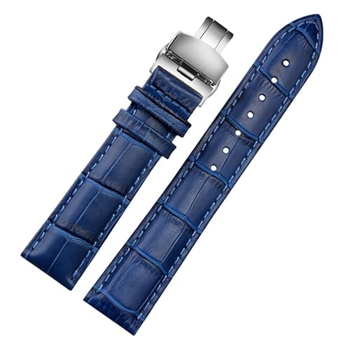 YIHANSS 12 14 16 18 19 20 21 22 23 mm blaues Echtlederarmband für Herren- und Damenuhren von Citizen Rossini