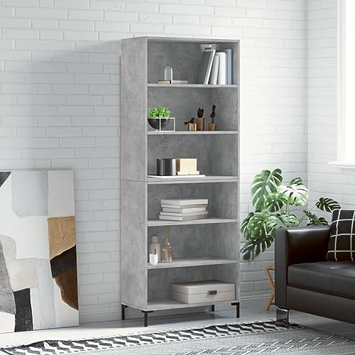 CCCINER Highboard Betongrau 69,5x32,5x180 cm Holzwerkstoff,Stylischer Hochschrank: Moderner Charme für dein Interieur!