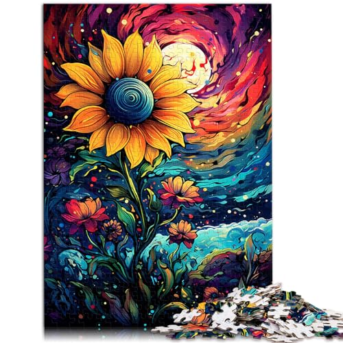 Puzzle Sonnenblumen in der Nacht, 1000-teiliges Holzpuzzle, lustige Aktivitäten zu Hause, Geburtstagsgeschenk, Reisegeschenk, 1000 Teile (50 x 75 cm)