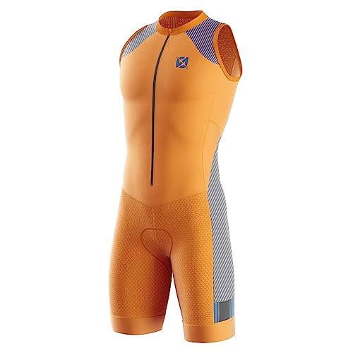 Triathlon Anzug Herren Herren Radsportanzug gepolstert einteilig Trisuit Bike Top Short Trisuit Einteiler für Wettkampf (TYP-4,L)