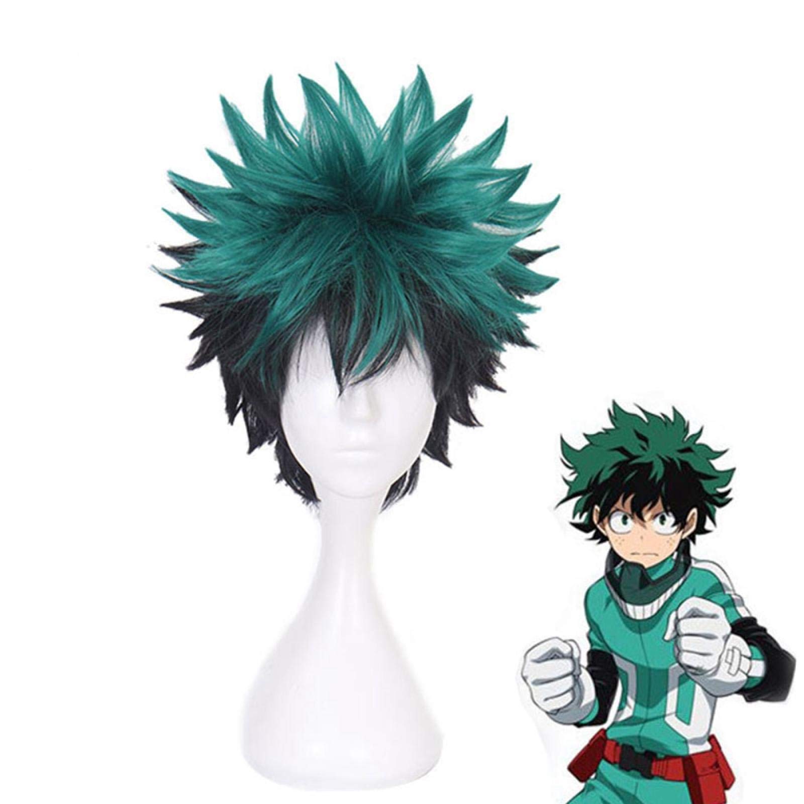 LINLINCD-Anime Coser pruik Anime Mein Held Akademie Cosplay Perücke Izuku Midoriya Perücke BOKU Kein Held Akademie/Akademie Cosplay Haare Izuku Midoriya Deku Perücke Haarnetz