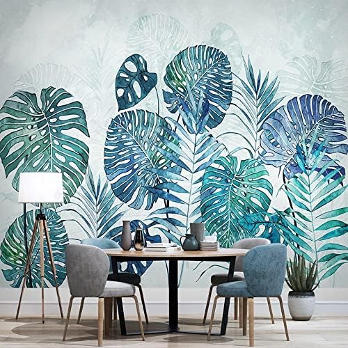 XLMING Botanical Leaves Handgemaltes Aquarell 3D Tapete Home Dekoration Wohnzimmer Sofa Schlafzimmer Tv Hintergrund Wand-400cm×280cm