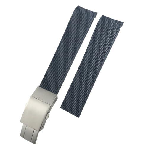 IOTUP Gummi-Uhrenarmband für Longines Hydroconquest L3 781 782 VHP Uhrenarmbänder, 19 mm, 20 mm, 21 mm, Schwarz / Blau, 20 mm, Achat