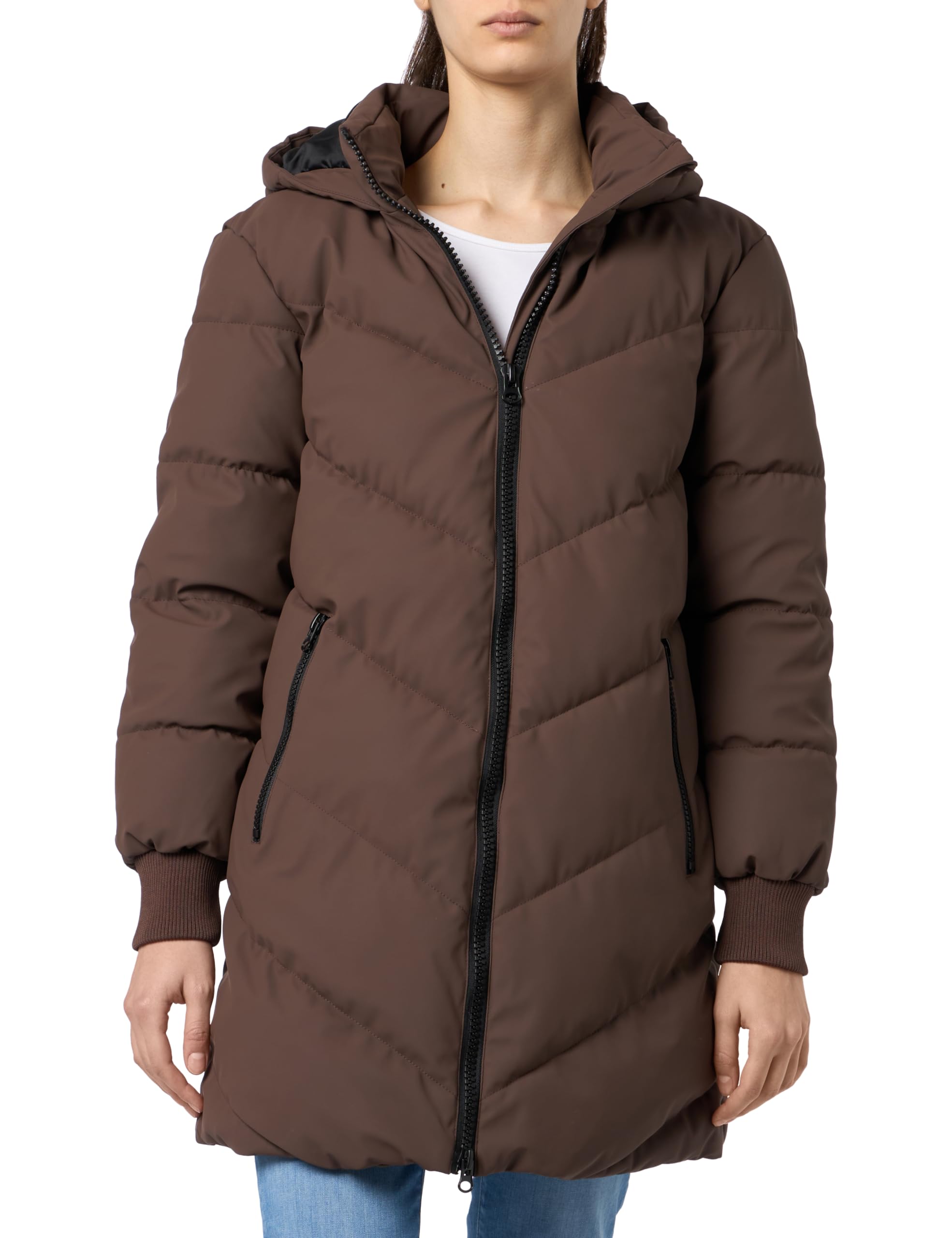 JdY Damen JDYSKYLAR Padded Hood Jacket OTW NOOS Steppmantel, Driftwood/Detail:Black, XS