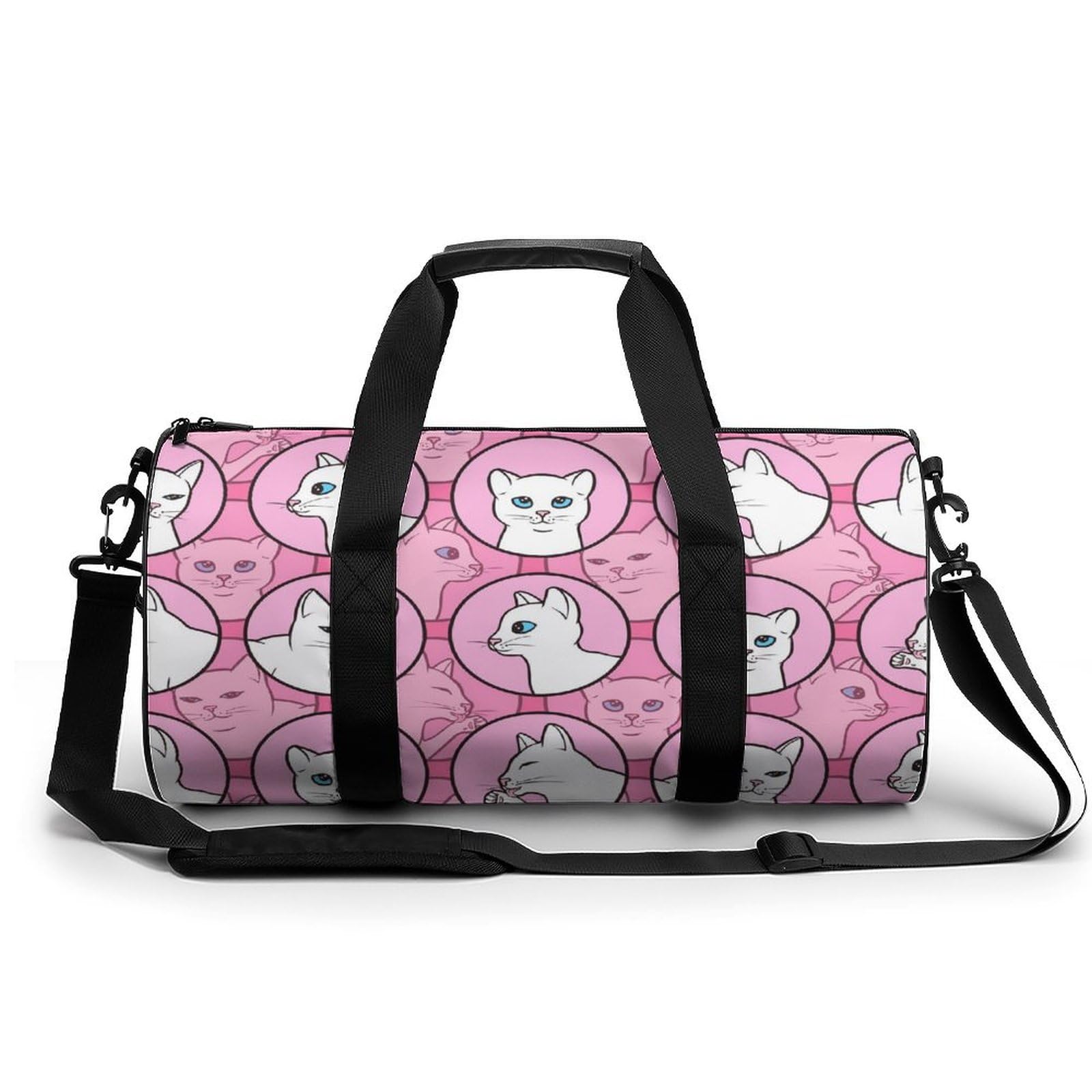 Weiße Katze Sport Duffel Bag Sporttasche Reisetasche Handgepäck Tasche Schwimmtasche Weekender Bag 45x23x23cm