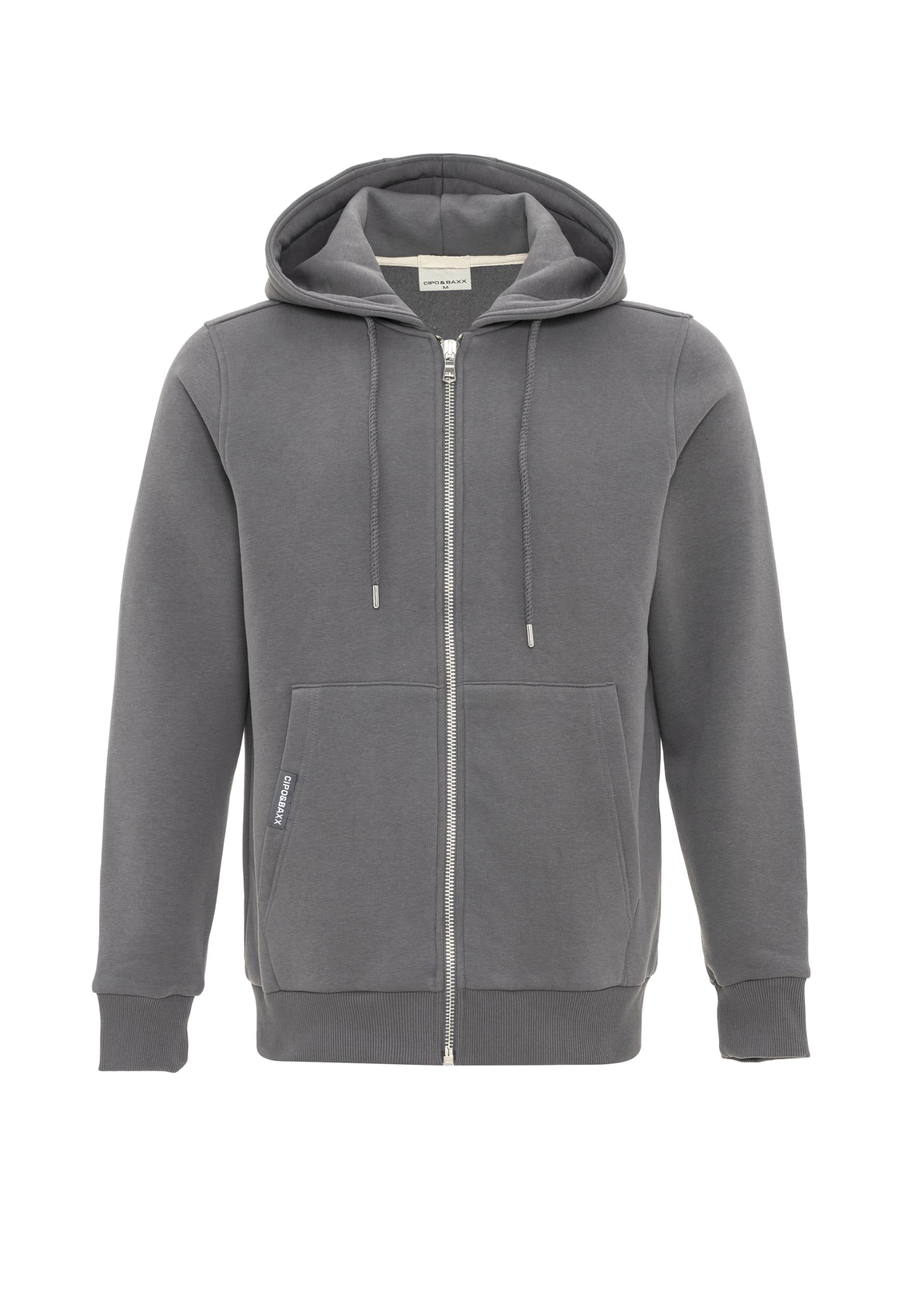 Cipo & Baxx Herren Sweatjacke Sweatshirt Basic Kapuzenpullover Reißverschluss Sweat CL556 Anthracite XL