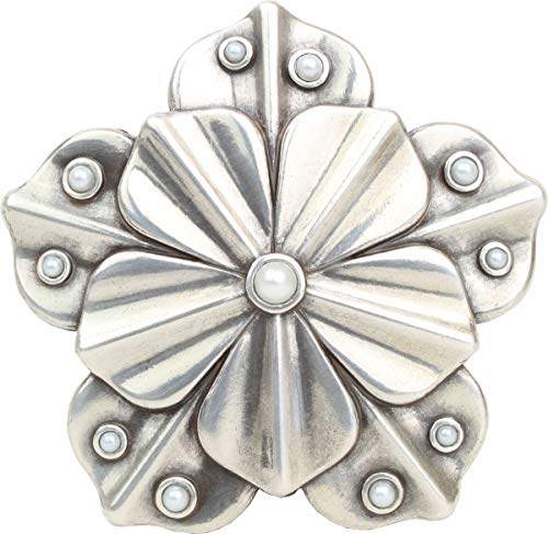 BELTINGER Gürtelschnalle Flower 4,0 cm | Buckle Wechselschließe Gürtelschließe 40mm Massiv | Wechselgürtel bis 4cm | Silber