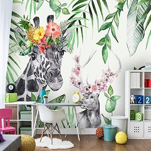 XLMING Handgemalte Niedliche Frische Pflanzen Cartoon Tiere Kinderzimmer Dekoration 3D Tapete Home Dekoration Wohnzimmer Sofa Schlafzimmer Tv Hintergrund Wand-400cm×280cm