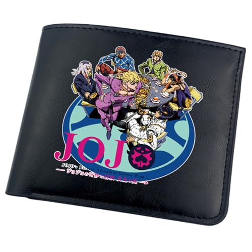 RYNDEX Jo-Jo's Bizar-re Adventu-re Anime-Geldbörsen, Cartoon-Druck Geldbörse Klein, PU-Leder Geldbörse Brieftasche Wallet(Color:Black 19)