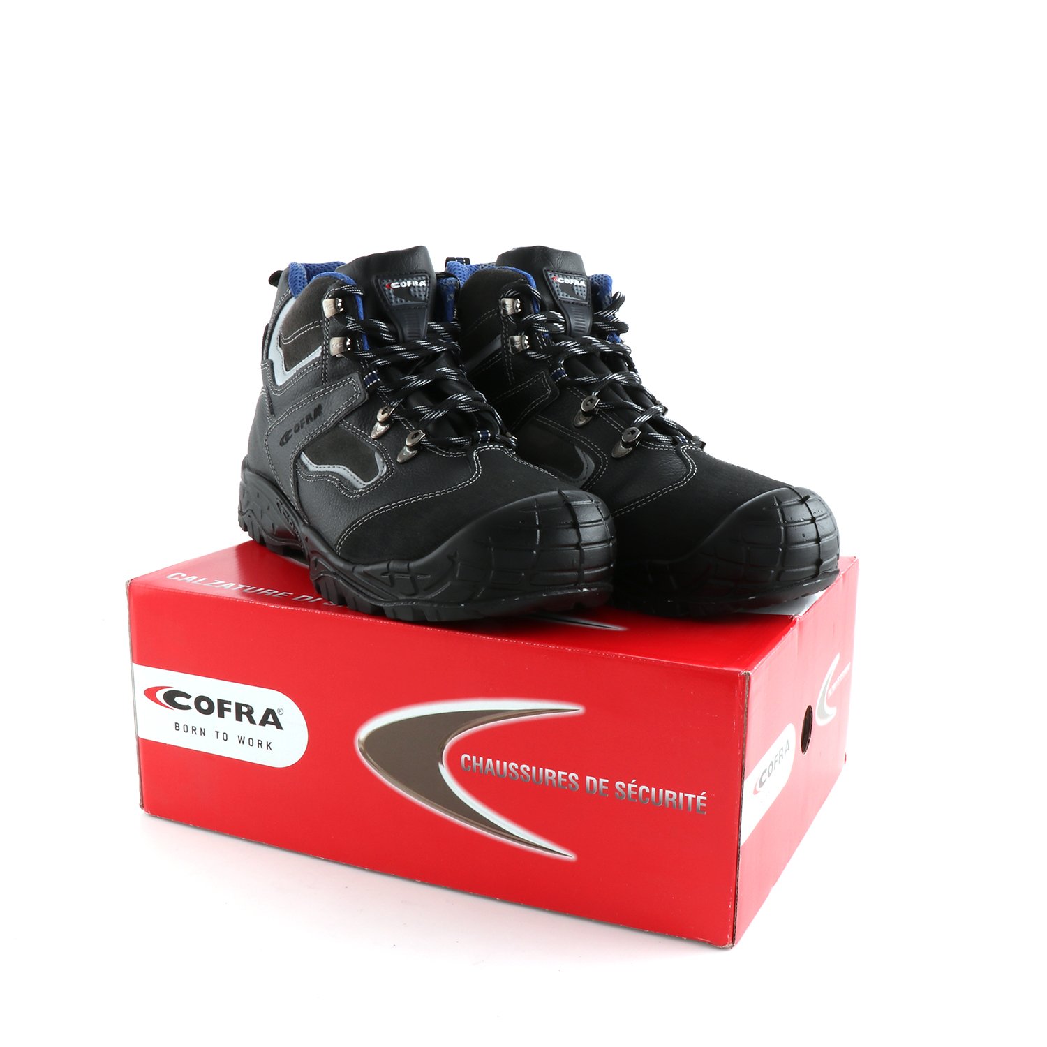 Cofra 22050-000.W45 HUDSON BIS UK S3 SRC Sicherheitsstiefel, Schwarz/Hellblau, Größe 45