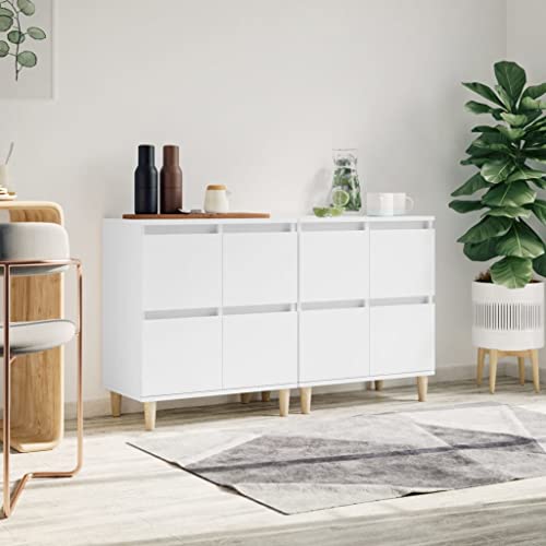 CCCINER Sideboards 2 Stk. Weiß 60x35x70 cm Holzwerkstoff,Zeitloses und geräumiges Sideboard aus langlebigem Holzwerkstoff für stilvolle Ordnung