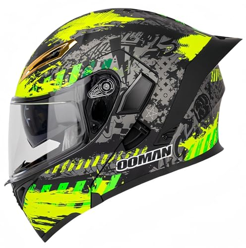 Modularer Motorradhelm, integrierter Motorradhelm, ECE-geprüfter, atmungsaktiver Rollerhelm mit Doppelvisier, Herren- und Damen-Rollerhelm, Doppel-Integralhelm E,M57-58CM