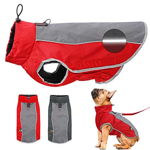 DHGTEP Hundekleidung Reflektierende wasserdichte Haustier Jacke Wintermantel Welpen Kleidung für Kleine Mittlere Große Hunde Pitbull Bulldogge (Color : Red, Size : XL)