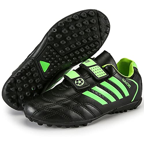 ZESLIV Fussballschuhe Kinder Fußballschuhe für Jungen Mädchen Turnschuhe Outdoor Trainingsschuhe rutschfeste Sportschuhe Klettverschluss Kinderschuhe Schwarz 27