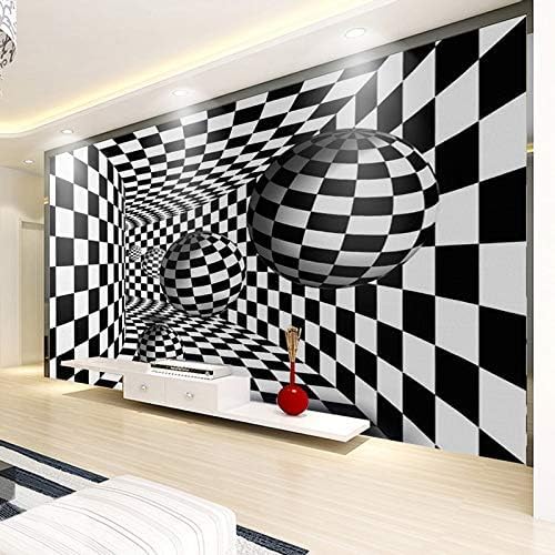 XLMING Geometrischer Weißer Und Schwarzer Kugelraum Küche Esszimmer Arbeitszimmer Wohnzimmer TV Hintergrund Wand 3D Tapete-250cm×170cm