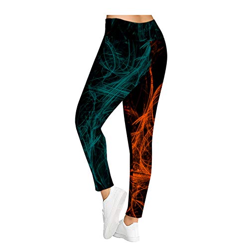 Damen Lange Yogahose Sport Leggings Laufhose Hohe Taille Workout Hose Stretch Printed Fitness Leggings 001-L