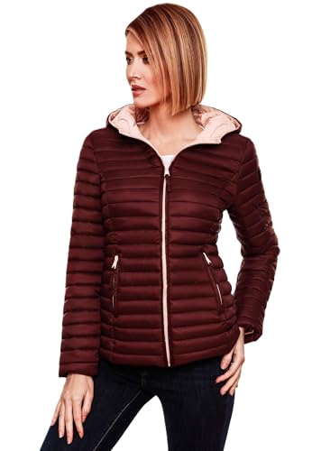 MARIKOO Damen Jacke Steppjacke Übergangsjacke gesteppt Frühjahr Stepp B857 [B857-Asr-Weinrot-Gr.S]