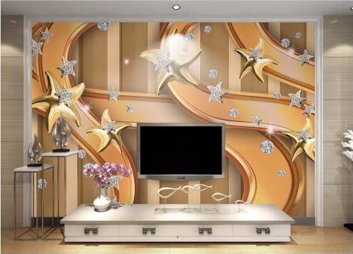 Diamanten Sterne Abstrakt Geometrisch Gold 3D Tapete Poster Restaurant Schlafzimmer Wohnzimmer Sofa TV Dekorative Wand-430cm×300cm