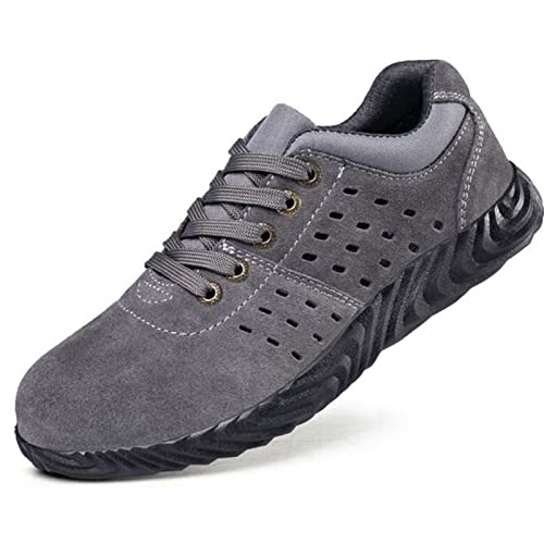 fayengan Arbeitsschuhe Herren Damen Sicherheitsschuhe Stahlkappen Schutzschuhe Leicht Stahlkappenschuhe Sportlich Arbeitsschutzschuhe Unisex (Color : Gray, Size : 36 EU)