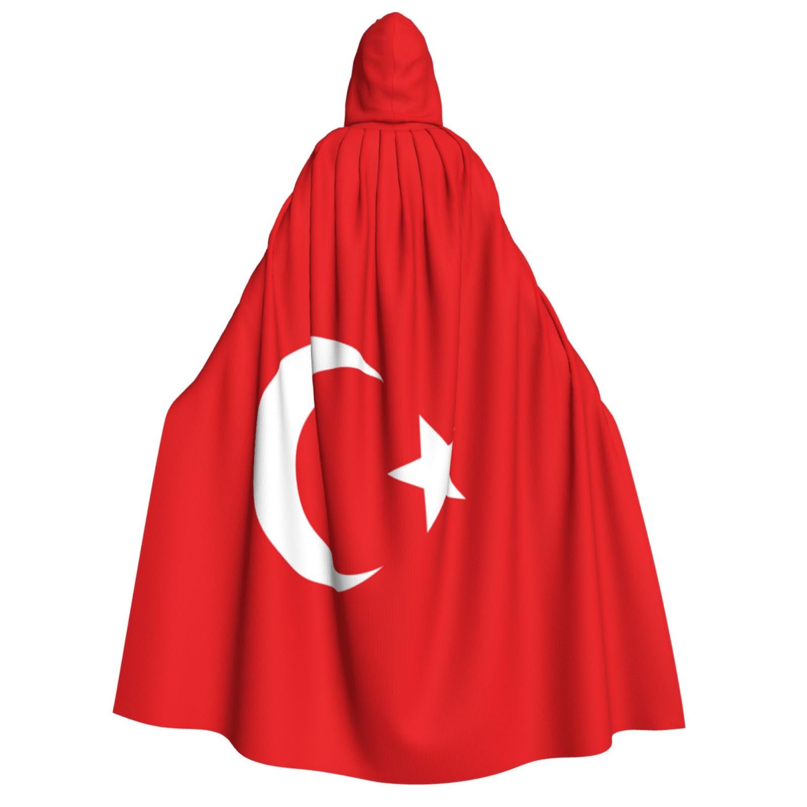 WURTON Kapuzenumhang mit Flagge der Türkei, Unisex, für Halloween, Karneval, Cosplay, vielseitig, für Erwachsene