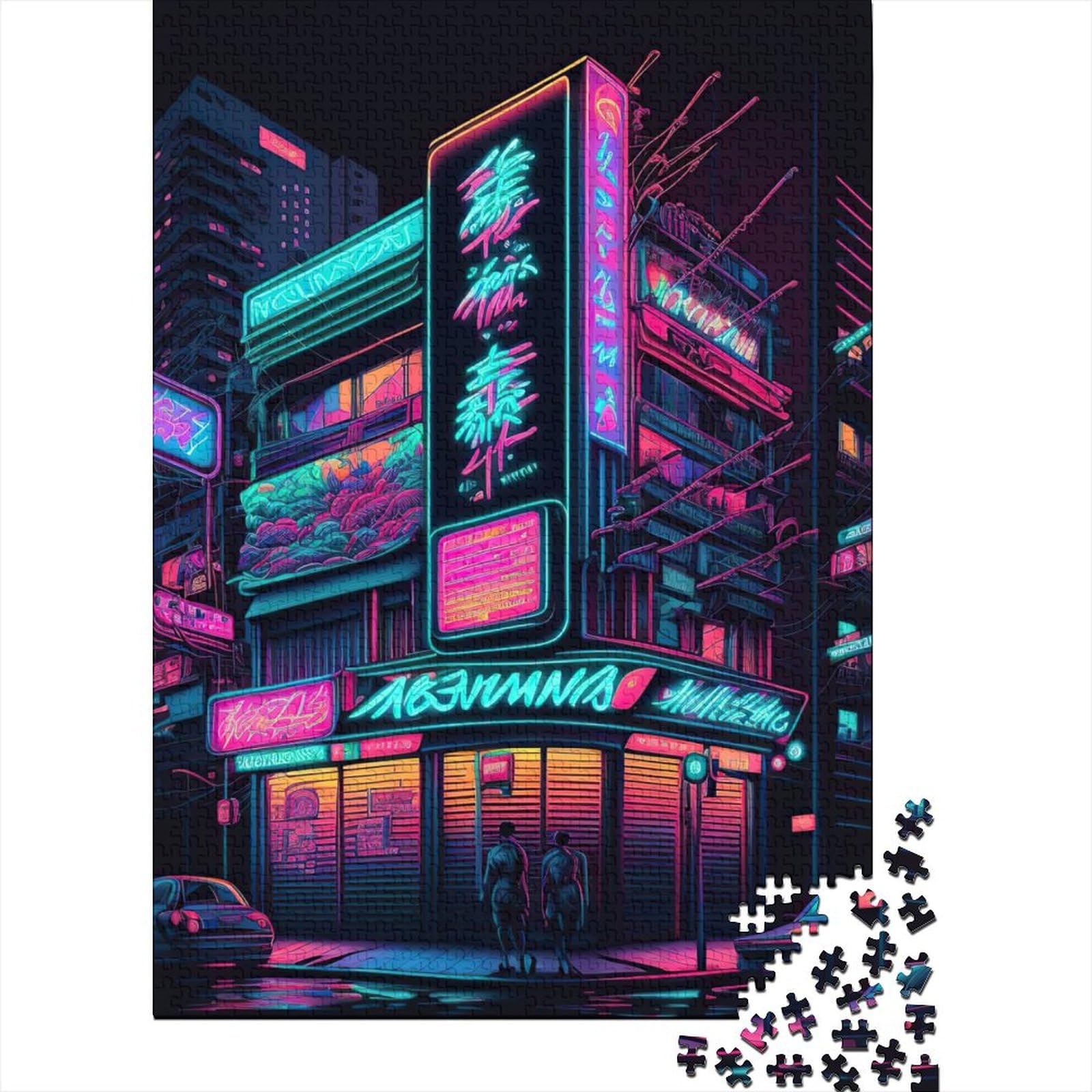 Tokyo Neon Japanische Puzzles Puzzles für Erwachsene und Jugendliche 1000 Teile Puzzles für Erwachsene und Jugendliche Anspruchsvolle Puzzles für Erwachsene 75x50cm