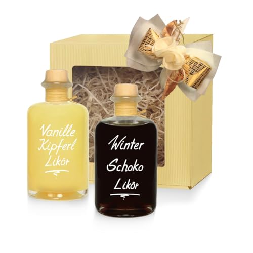 Geschenkbox Winter Likör Vanillekipferl Likör & Winter Schokolade Likör 2x 350 ml 17% Vol