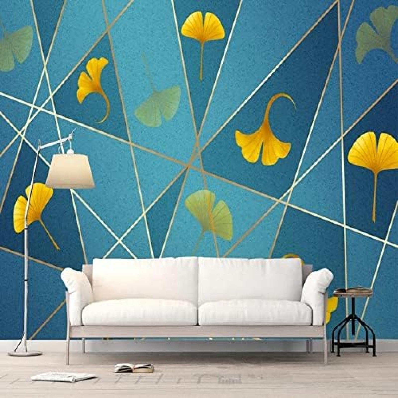 XLMING Kunst Minimalistisch Blattgold Abstrakt Geometrisch 3D Tapete Wohnzimmer Sofa Schlafzimmer Esszimmer Home Dekoration Wand-400cm×280cm