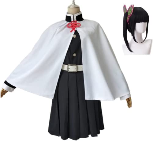 JGZGCG Anime Demon Slayer Tsuyuri Kanao Outfit Kimono Maid Kleid Cosplay Kostüm Zubehör Anzug Uniformen Perücke Erwachsene Party Geschenk