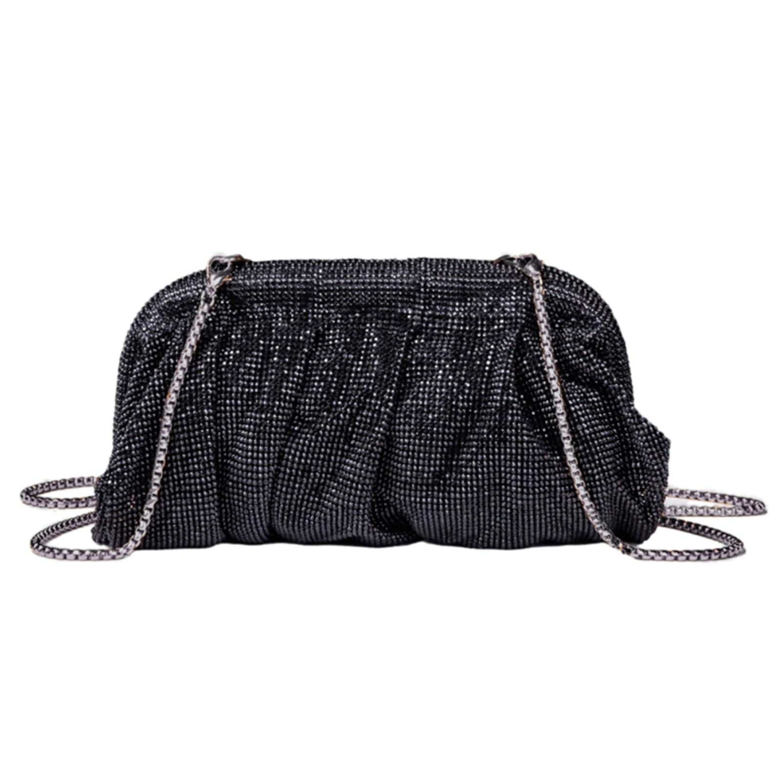 ohodhmnu Damen-Tragetasche, Abendtasche, plissiert, für Party, Bankett, Hochzeit, Clutches für Frauen, Mädchen, Cocktail, Crossbody-Tasche, Schwarz , With pendant